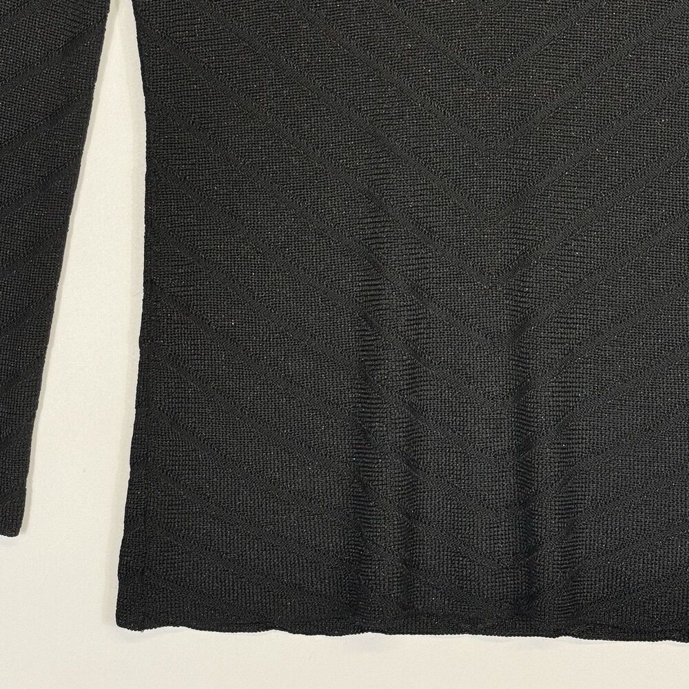 Eileen Fisher Sweater Top Women Medium Black Chevron Metallic Quiet Luxe Office - Picture 3 of 5